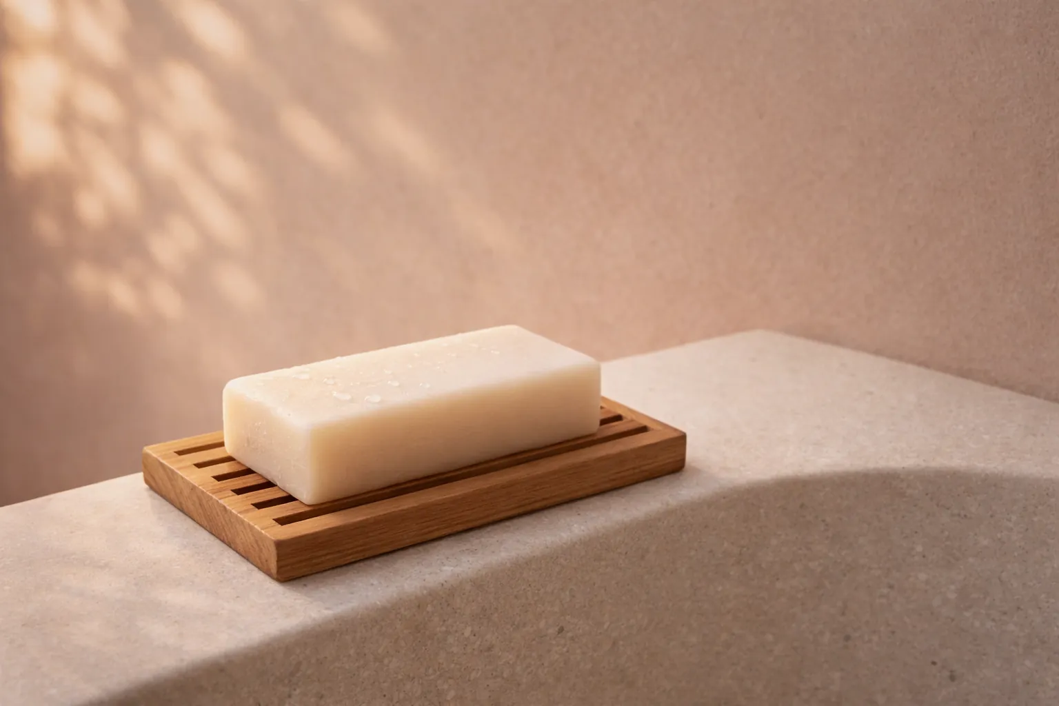 A bar drying on an oak dish.